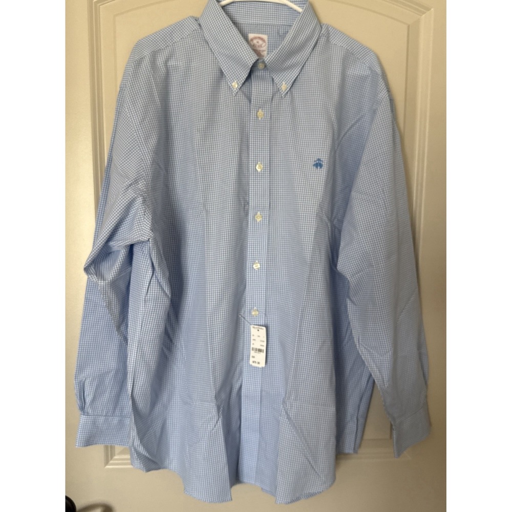 Brooks Brothers Original Blue/White Checked Polo Button Down Shirt Size XL NWT